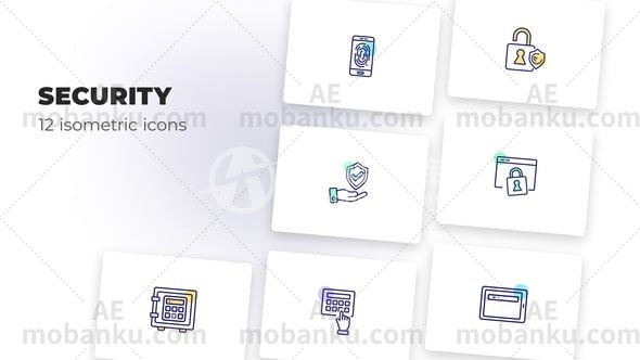 27084安全性icon图标动画AE模板Security-Оutline Icons-AE模板库-数智分享平台