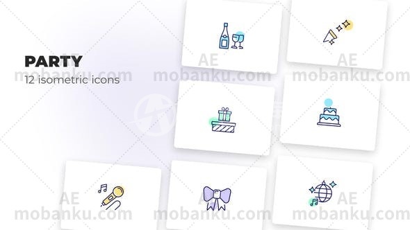 27085派对图标动画AE模板Party – Оutline Icons