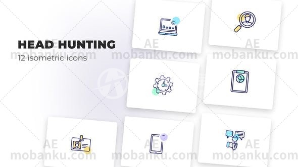 27086猎头icon图标动画AE模板Head Hunting – Оutline Icons
