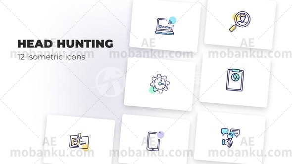 27086猎头icon图标动画AE模板Head Hunting-Оutline Icons-AE模板库-数智分享平台