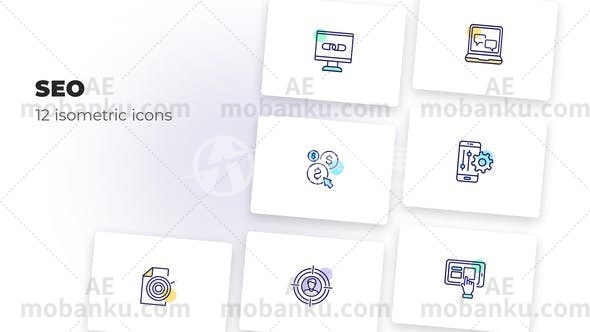 27088SEO优化服务图标动画AE模板SEO – Оutline Icons