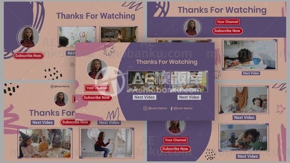 27093涂鸦创意视频AE模板Scribble Youtube End Screen Templates