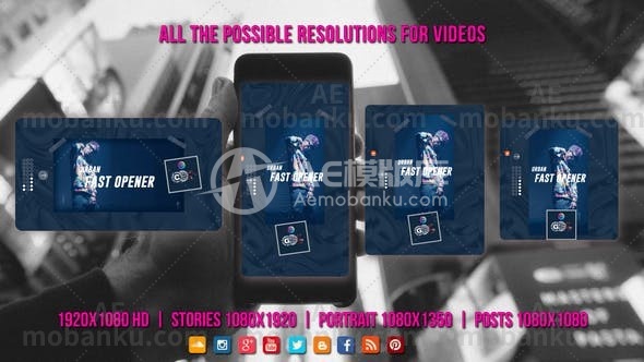 27098社交媒体揭幕战AE模板Social Media Opener