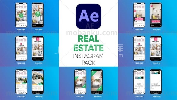 27099房地产促销宣传AE模板Real Estate – Instagram Pack For After Effects