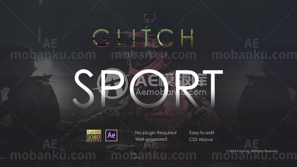 27100信号干扰特效视频开场AE模板Glitch Sport Opener