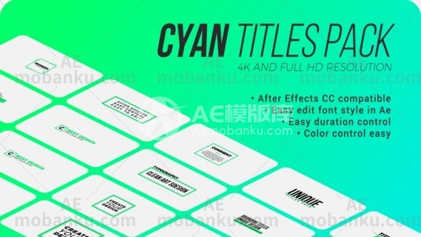 27132创意文字标题动画AE模板Cyan. – Titles Pack for After Effects