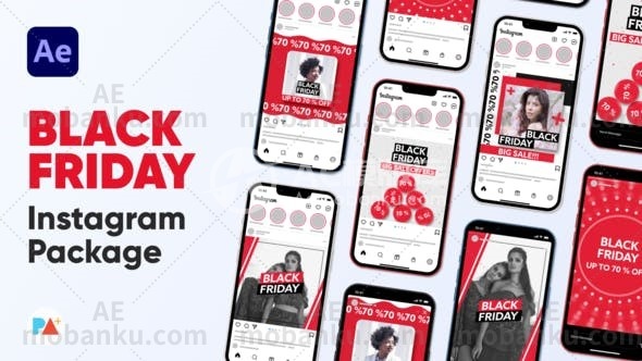 27138黑色星期五Instagram售后销售AE模板Black Friday Instagram Sale For After Effects
