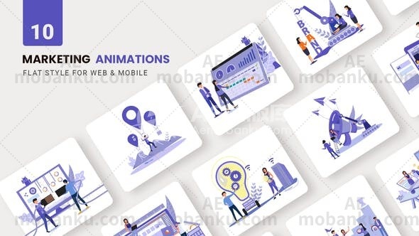 27142商业营销动画AE模板Business Marketing Animations – Flat Concept