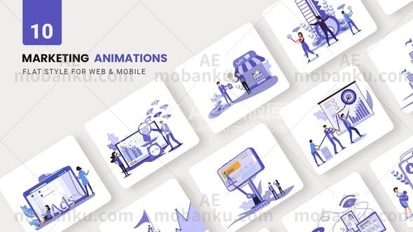 27143扁平营销动画AE模板Marketing Animations – Flat Concept