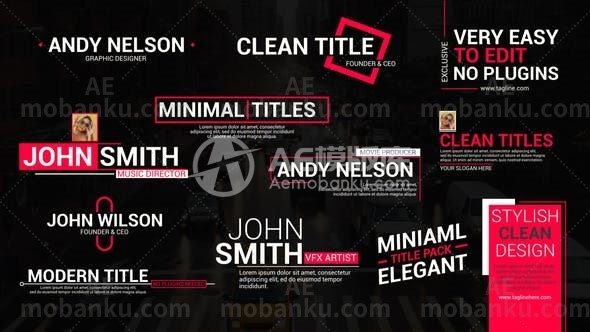 27163简洁文字标题动画AE模版Clean Title Lower Thirds