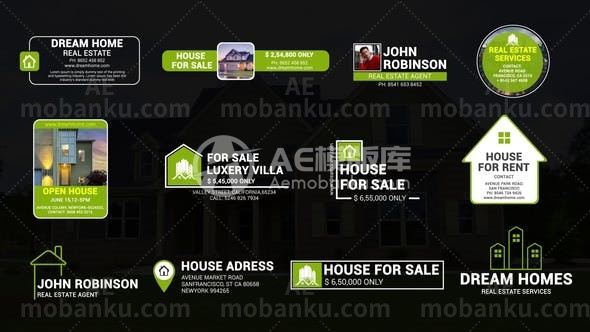 27170房地产文本标题AE模板Real Estate Text Titles