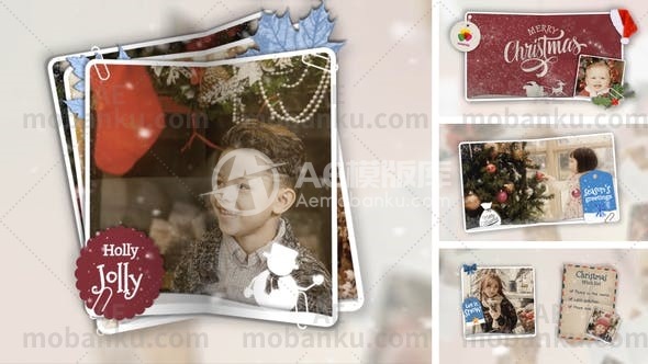 27172圣诞折叠图文展示动画AE模板Christmas Folded Slideshow