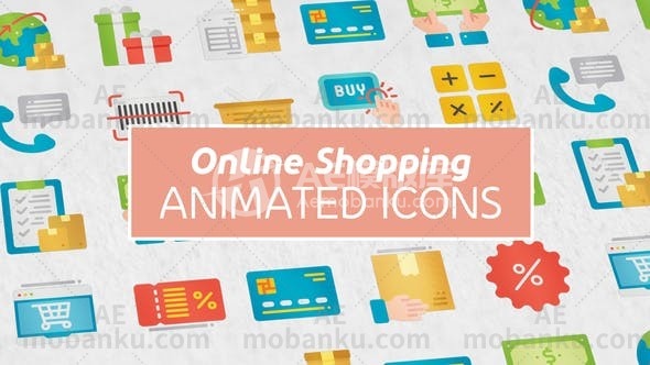 27176网上购物现代平面动画图标AE模板Online Shopping Modern Flat Animated Icons
