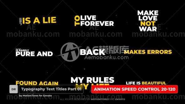 27186排版文本标题AE模板Typography Text Titles Part 01  DaVinci Resolve