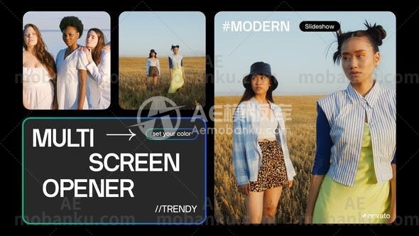 27199多屏幕视频开场AE模板Multi Screen Slideshow