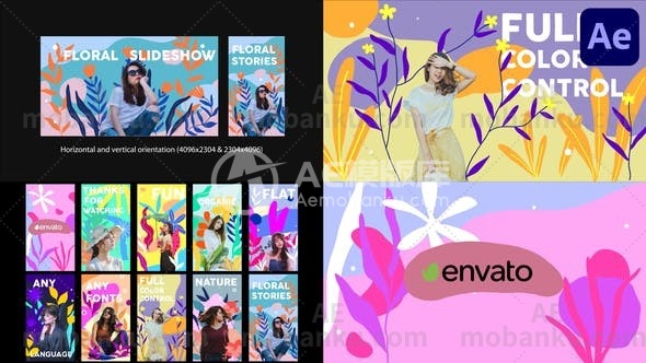 27200花卉图文展示动画AE模板Floral Slideshow | After Effects