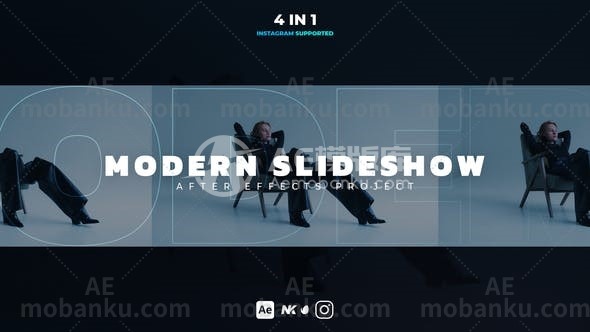 27212现代图文展示动画AE模板Modern Slideshow