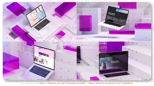 27218时尚玻璃笔记本电脑促销AE模板Stylish Glass Laptop Promote