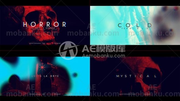 27225电影恐怖文字标题动画AE模板Cinematic Horror Titles