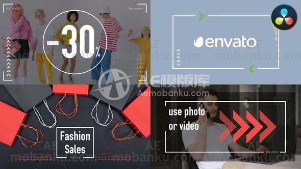 27242时尚销售宣传达芬奇模板Fashion Sales Slideshow for DaVinci Resolve