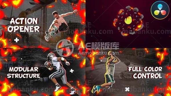 27246开场视频达芬奇模板Action Slideshow | DaVinci Resolve