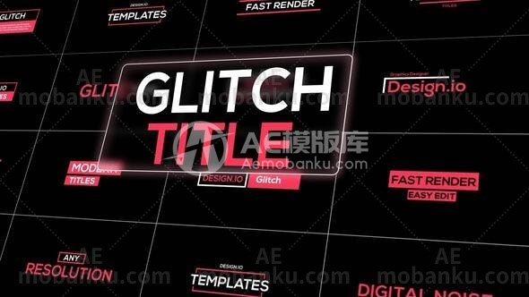 27255漂亮的故障标题包AE模板Beautiful Glitch Titles Pack