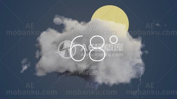 27277简洁天气预报AE模板Clean Weather Forecast