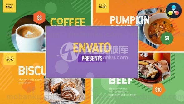 27295食物菜单达芬奇模板Food Menu for DaVinci Resolve