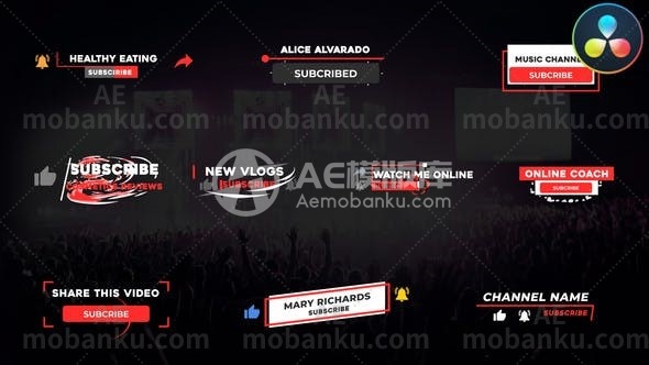 27304订阅包动画达芬奇模板Subscribe Pack | DaVinci Resolve