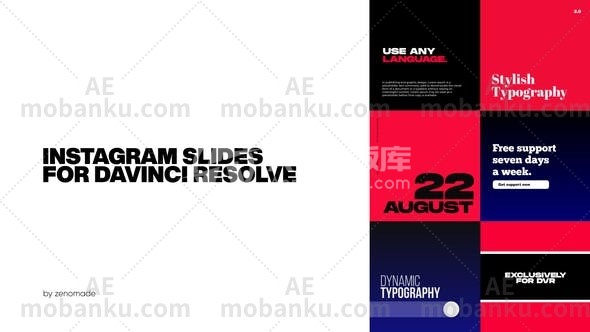 27307Instagram幻灯片达芬奇模板Instagram Slides for Davinci Resolve