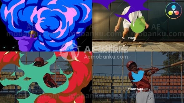 27312创意视频开场动画达芬奇模板Action Logo for DaVinci Resolve