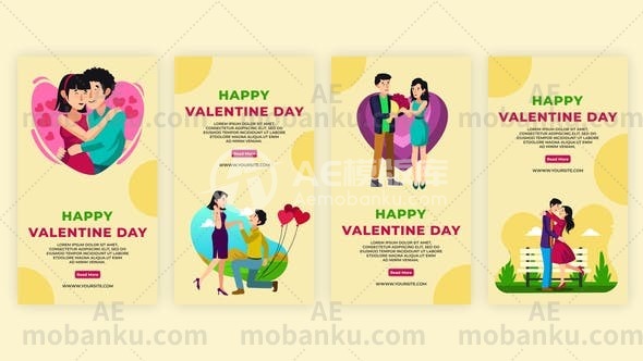 27315情人节情人Instagram故事AE模板Valentine Lover Instagram Stories Template