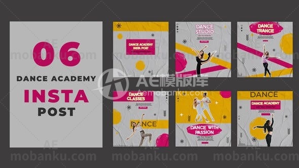 27320舞蹈课学院Instagram社交媒体AE模板Dance Class Academy Instagram Social Media Post