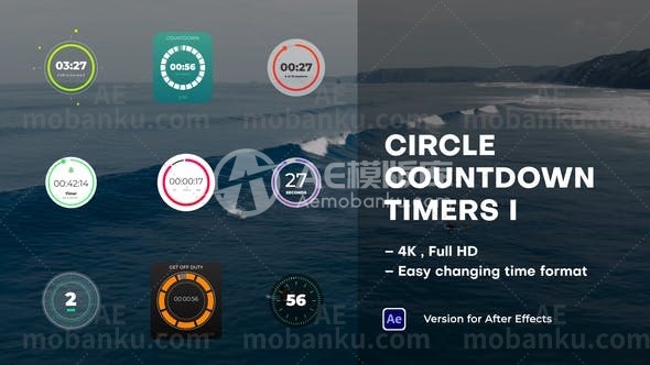 27323圆圈倒计时计时器动画AE模板Circle Countdown Timers I