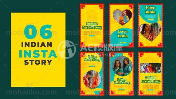 27330爱印度文化Instagram故事包AE模板Love Indian Culture Instagram Stories Pack