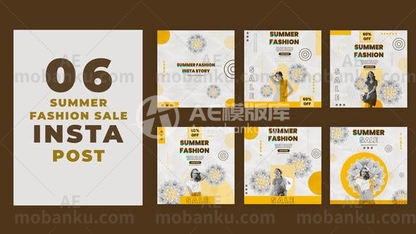 27331夏季时尚促销Instagram帖子AE模板60 Percent Off Summer Fashion Sale Instagram Post