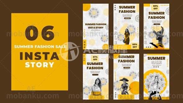 27337夏季时装销售Instagram折扣AE模板60 Percent Off Summer Fashion Sale Instagram Story