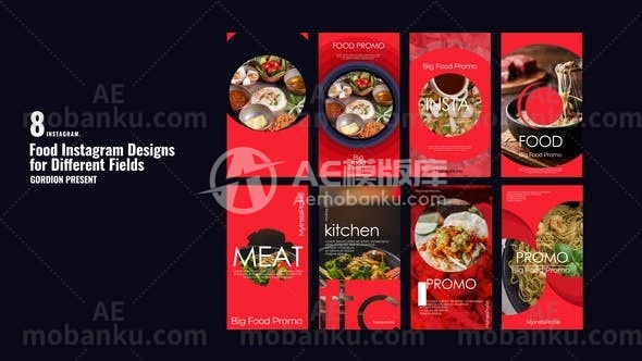 27351食物Instagram故事AE模板Food Instagram Stories