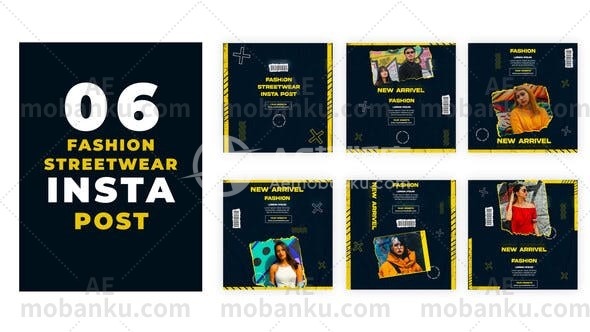 27354时尚街头穿Instagram社交媒体AE模板Trendy Fashion Street Wear Instagram Social Media Post