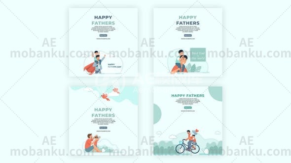 27366父亲节快乐Instagram社交媒体动画AE模板Happy Fathers Day Instagram Social Media Post