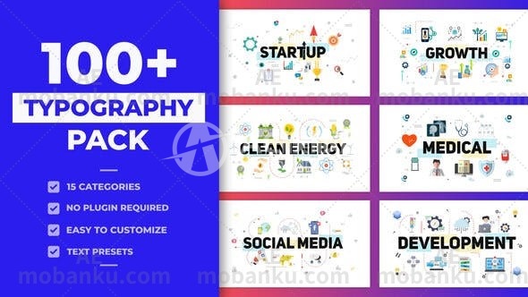 27384100组文字排版场景包动画AE模板100 Typography Scenes Pack