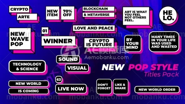 27386流行音乐文字标题AE模板New Pop Titles