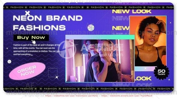 27398霓虹灯趋势时尚视频开场AE模板Neon Trends Fashion Opener