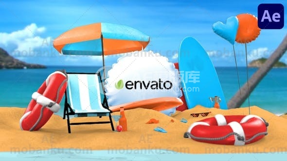 27399夏季3D logo演绎标志AE模板Summer 3D Logo Reveal | After Effects