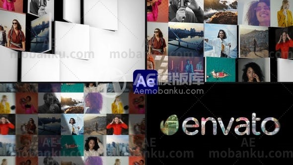 27405马赛克logo演绎标志展示后效果AE模板Mosaic Tiles Logo Reveal for After Effects