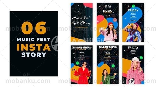 27406夏季音乐节Instagram故事包AE模板Summer Music Festival Instagram Story Pack