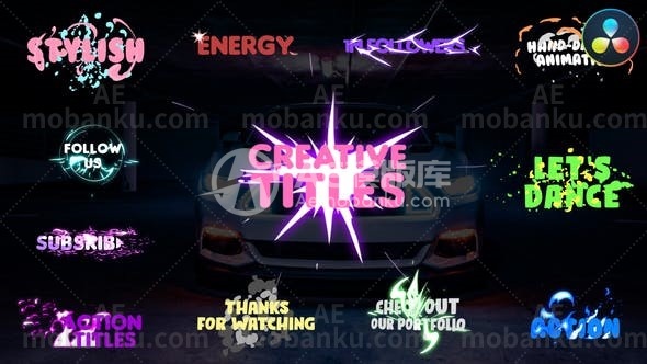 27423创意文字标题达芬奇模板Creative Titles | DaVinci Resolve