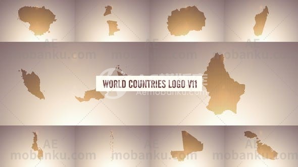 27430世界国家标志和文字标题AE模板World Countries Logo & Titles V11