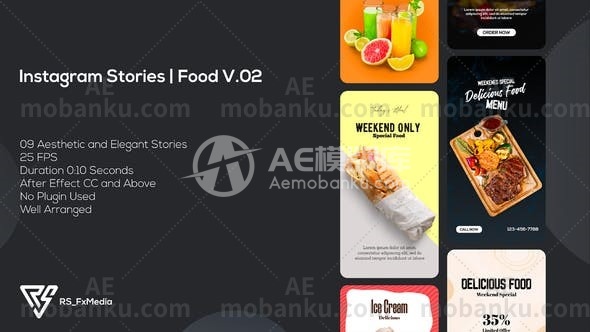 27434Instagram故事食品宣传片AE模板Instagram Stories | Food Promo V.02 | Suite 26