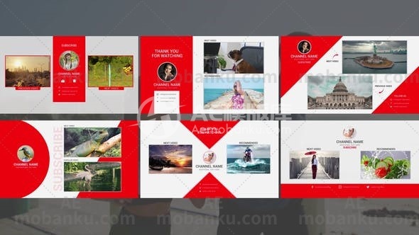 27436终端屏幕动画AE模板Youtube End Screens